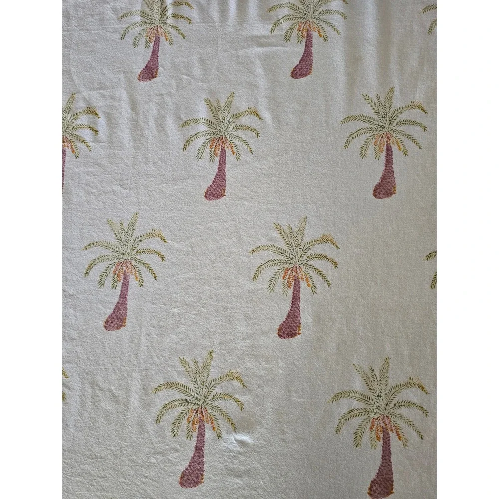 Couleur Nature Palm Tree Cotton Tablecloth 59x86 Rectangular Tropical Coastal